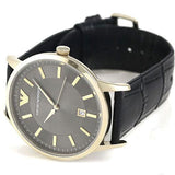 Emporio Armani Renato Quartz Grey Dial Black Leather Strap Watch For Men - AR11049 Buy Now By Emporio Armani