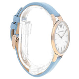 Emporio Armani Aurora Quartz Mother of Pearl White Dial Blue Leather Strap Watch For Women - AR11109 Buy Now By Emporio Armani
