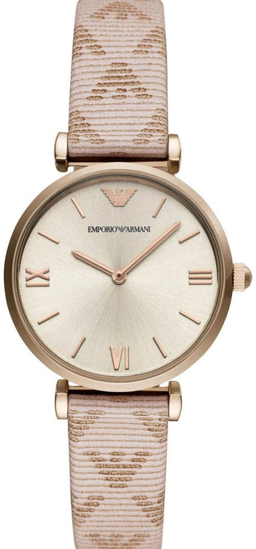 Emporio Armani Analog Grey Dial Pink Leather Strap Watch For Women - AR11126 Buy Now By Emporio Armani