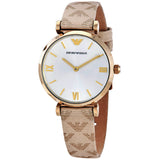 Emporio Armani Gianni T Bar Analog Silver Dial Beige Leather Strap Watch For Women - AR11127 Buy Now By Emporio Armani