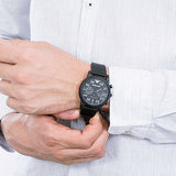 Emporio Armani Luigi Chronograph Black Dial Black Leather Strap Watch For Men - AR11133 Buy Now By Emporio Armani