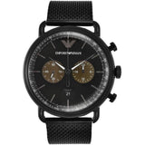 Emporio Armani Aviator Black Dial Black Mesh Bracelet Watch For Men - AR11142 Buy Now By Emporio Armani