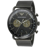 Emporio Armani Aviator Black Dial Black Mesh Bracelet Watch For Men - AR11142 Buy Now By Emporio Armani