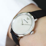 Emporio Armani Modern White Dial Black Leather Strap Watch For Women - AR11159 Buy Now By Emporio Armani