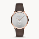 Emporio Armani Modern Slim Analog Silver Dial Brown Leather Strap Watch For Men - AR11163 Buy Now By Emporio Armani