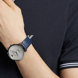 Emporio Armani Modern Slim Analog Silver Dial Blue Leather Strap Watch For Men - AR11214 Buy Now By Emporio Armani