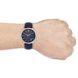 Emporio Armani Renato Chronograph Blue Dial Black Leather Strap Watch For Men - AR11216 Buy Now By Emporio Armani