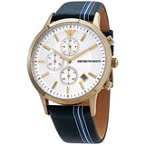 Emporio Armani Renato Chronograph Silver Dial Green Leather Strap Watch For Men - AR11233 Buy Now By Emporio Armani