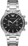 Emporio Armani Mario Chronograph Black Dial Silver Steel Strap Watch For Men - AR11241 Buy Now By Emporio Armani