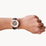 Emporio Armani Meccanico Automatic Silver Dial Brown Leather Strap Watch For Men - AR60039 Buy Now By Emporio Armani