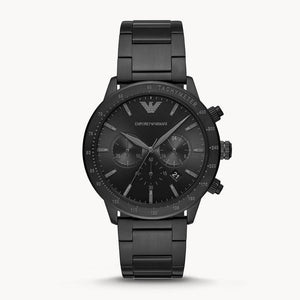 Emporio Armani Mario Chronograph Black Dial Black Steel Strap Watch For Men - AR11242 Buy Now By Emporio Armani