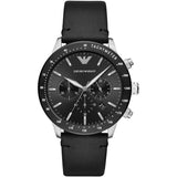 Emporio Armani Mario Chronograph Black Dial Black Leather Strap Watch For Men - AR11243 Buy Now By Emporio Armani