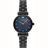 Emporio Armani Gianni T-Bar Quartz Black Mother of Pearl Dial Black Steel Strap Watch For Women - AR11268 Buy Now By Emporio Armani