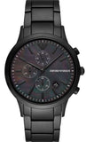 Emporio Armani Renato Chronograph Mother of Pearl Black Dial Black Steel Strap Watch For Men - AR11275 Buy Now By Emporio Armani