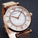 Emporio Armani Gianni T Bar Mother of Pearl Dial Rose Gold Mesh Bracelet Watch For Women - AR11320 Buy Now By Emporio Armani