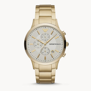 Emporio Armani Renato Chronograph White Dial Gold Steel Strap Watch For Men - AR11332 Buy Now By Emporio Armani