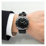 Emporio Armani Aviator Quartz Black Dial Black Leather Strap Watch For Men - AR11336 Buy Now By Emporio Armani