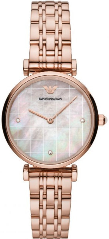 Emporio Armani Gianni T Bar Quartz Mother of Pearl Dial Rose Gold Steel Strap Watch For Women - AR11385 Buy Now By Emporio Armani