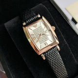 Emporio Armani Gianni T Bar Quartz White Dial Black Leather Strap Watch For Women - AR11408 Buy Now By Emporio Armani