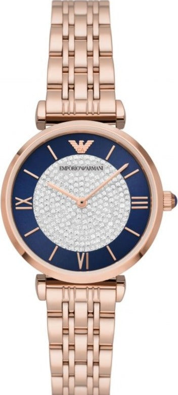 Emporio Armani Gianni T-Bar Quartz Crystals Black Dial Gold Steel Strap Watch For Women - AR11423 Buy Now By Emporio Armani