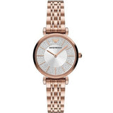 Emporio Armani Gianni T-Bar Crystals Silver Dial Rose Gold Steel Strap Watch For Women - AR11446 Buy Now By Emporio Armani