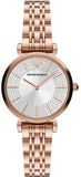 Emporio Armani Gianni T-Bar Crystals Silver Dial Rose Gold Steel Strap Watch For Women - AR11446 Buy Now By Emporio Armani