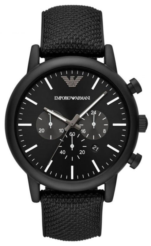 Emporio Armani Luigi Analog Black Dial Black Leather Strap Watch For Men - AR11450 Buy Now By Emporio Armani