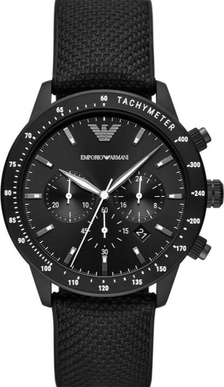 Emporio Armani Mario Chronograph Quartz Black Dial Black Nylon Strap Watch For Men - AR11453 Buy Now By Emporio Armani