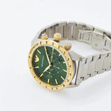Emporio Armani Mario Chronograph Green Dial Silver Steel Strap Watch For Men - AR11454 Buy Now By Emporio Armani