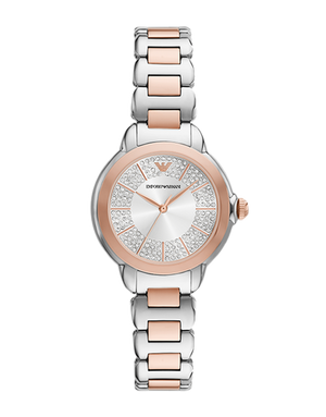 Emporio Armani Mia Three-Hand Analog Crystal Silver Dial Two Tone Steel Strap Watch For Women - AR11643 Buy Now By Emporio Armani