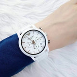 Emporio Armani Classic Chronograph White Dial White Rubber Strap Watch For Men - AR1054 Buy Now By Emporio Armani