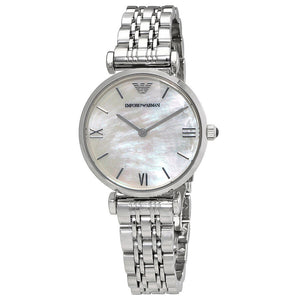 Emporio Armani Gianni T Bar Mother of Pearl Dial Silver Steel Strap Watch For Women - AR1688 Buy Now By Emporio Armani