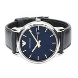 Emporio Armani Classic Quartz Blue Dial Black Leather Strap Watch For Men - AR1731 Buy Now By Emporio Armani