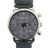 Emporio Armani Luigi Chronograph Quartz Grey Dial Grey Leather Strap Watch For Men - AR1735 Buy Now By Emporio Armani