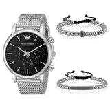 Emporio Armani Luigi Black Dial Silver Mesh Bracelet Watch For Men - AR8032 Buy Now By Emporio Armani