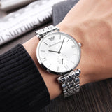 Emporio Armani Classic Silver Dial Silver Steel Strap Watch For Men - AR1819 Buy Now By Emporio Armani
