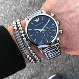 Emporio Armani Luigi Black Dial Silver Steel Strap Watch For Men - AR1894 Buy Now By Emporio Armani