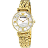 Emporio Armani Gianni T Bar White Mother of Pearl Dial Gold Steel Strap Watch For Women - AR1907 Buy Now By Emporio Armani