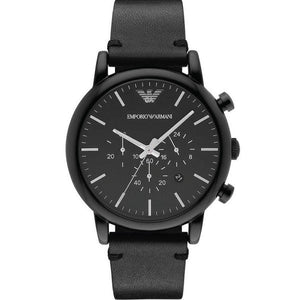 Emporio Armani Dress Chronograph Black Dial Black Leather Strap Watch For Men - AR1918 Buy Now By Emporio Armani