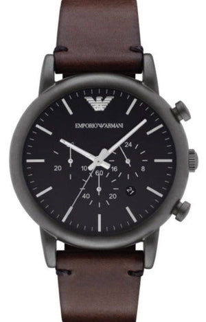 Emporio Armani Classic Chronograph Black Dial Brown Leather Strap Watch For Men - AR1919 Buy Now By Emporio Armani