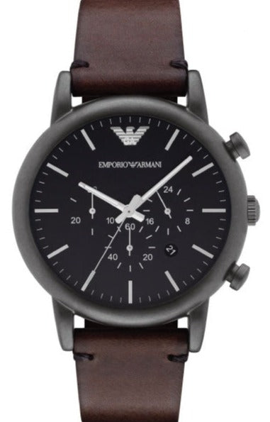 Emporio Armani Classic Chronograph Black Dial Brown Leather Strap Watch For Men - AR1919 Buy Now By Emporio Armani