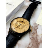 Emporio Armani Meccanico White Dial Black Leather Strap Watch For Men - AR1923 Buy Now By Emporio Armani