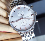 Emporio Armani Chonograph SIlver Dial Silver Steel Strap Watch For Men - AR1933 Buy Now By Emporio Armani