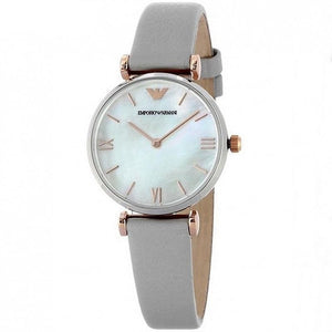 Emporio Armani Gianni T Bar Quartz Mother of Pearl Dial White Leather Strap Watch For Women - AR1965 Buy Now By Emporio Armani