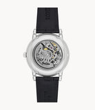 Emporio Armani Luigi Silver Skeleton Dial Black Leather Strap Watch For Men - AR1981 Buy Now By Emporio Armani