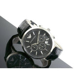 Emporio Armani Renato Chronograph Black Dial Black Leather Strap Watch For Men - AR2447 Buy Now By Emporio Armani