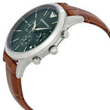 Emporio Armani Renato Chronograph Green Dial Brown Leather Strap Watch For Men - AR2493 Buy Now By Emporio Armani