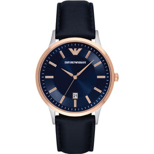 Emporio Armani Renato Analog Blue Dial Black Leather Strap Watch For Men - AR2506 Buy Now By Emporio Armani