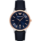 Emporio Armani Renato Analog Blue Dial Black Leather Strap Watch For Men - AR2506 Buy Now By Emporio Armani