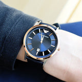 Emporio Armani Renato Analog Blue Dial Black Leather Strap Watch For Men - AR2506 Buy Now By Emporio Armani